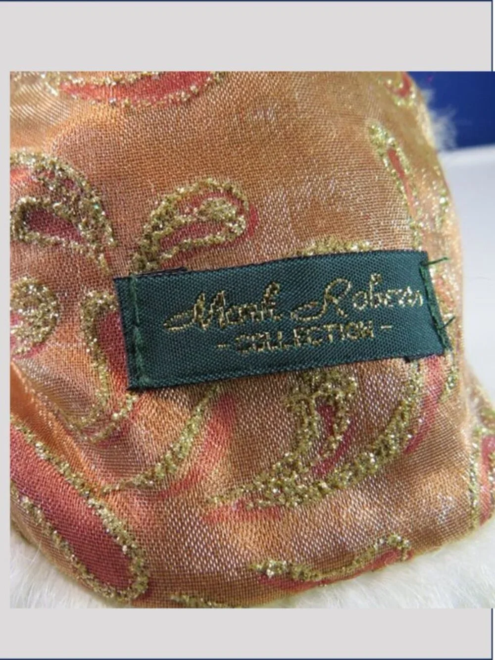 Mark Roberts Christmas Santa Fairy Elf Posable Shelf Sitter Peach Gold Brocade